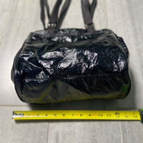 LeSportsac Black Liquid Patent Coated Nylon Tote / Cross‑Body Bag - Picture 7 of 16